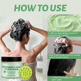 250g 2-in-1 Rosemary & Mint Scalp Care & Shampoo Scrub, with Head Massager, Rosemary Scalp Cream, Deep Cleansing Hair, Moisturizing and Smoothing Dry Hair, Suitable for All Hair Types