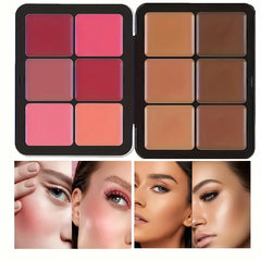 12 Colors Dark Concealer Blush Cream Iron Box Face Makeup Palette - Long-Lasting, Creamy, Buildable Formula - Portable, Travel-Friendly / tm