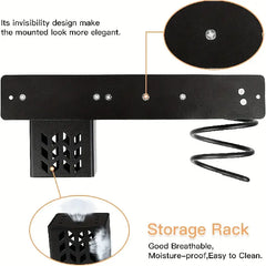 Space-Saving Hair Dryer & Straightener Holder - Metal, Ideal for Long Wavy Hair, No Scent