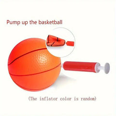 Adjustable Height Portable Basketball Hoop with Pump & Ball - Heavy-Duty Plastic Indoor/Outdoor Backyard Goal, Space-Saving Design & s, Sturdy A-Frame Netted Basket (No, Compatible with Mini Hoops) - Ideal Gift