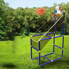 Adjustable Height Portable Basketball Hoop with Pump & Ball - Heavy-Duty Plastic Indoor/Outdoor Backyard Goal, Space-Saving Design & s, Sturdy A-Frame Netted Basket (No, Compatible with Mini Hoops) - Ideal Gift