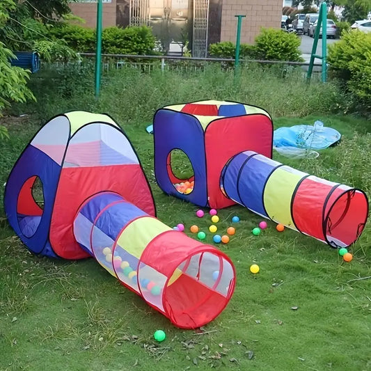 4pcs Colorful Pop-Up Play Tent & Tunnel Set for Youngsters - Non-Toxic, Easy Assembly, Indoor/Outdoor Funhouse with Storage Bag - Ideal Birthday Gift for Boys & Girls, Youngsters-Friendly, Red & Blue, Kid Toys