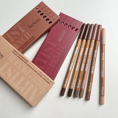 6pcs Ultra Fine Wood Lip Liner Set - Velvet Matte Long-Lasting Smooth, Natural Lip Color in 1/ tm8 Different Colors.