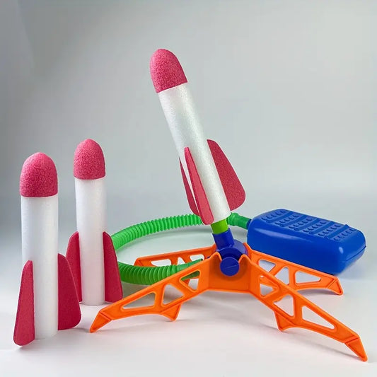 Toy Rocket Launchers with Foam Rockets And Foot-Pump Air Propulsion, Fun for Outdoor And Indoor Activities, Perfect for Birthday Gifts, Available in Mixed Colors.