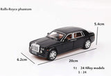 AMERTEER Alloy Car Model 1:24 Car Model For Rolls-Royce Phantom Car Model Boy Toy Diecast Toy Cars With Sound & Light & 6 Open Doors For Kids Boy Girl / AMZ