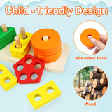 Montessori Toys for 1 to 3-Year-Old Boys Girls Toddlers, Wooden Sorting & Stacking Toys for Toddlers and Kids Preschool, Educational Toys AMZ