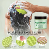 250g 2-in-1 Rosemary & Mint Scalp Care & Shampoo Scrub, with Head Massager, Rosemary Scalp Cream, Deep Cleansing Hair, Moisturizing and Smoothing Dry Hair, Suitable for All Hair Types