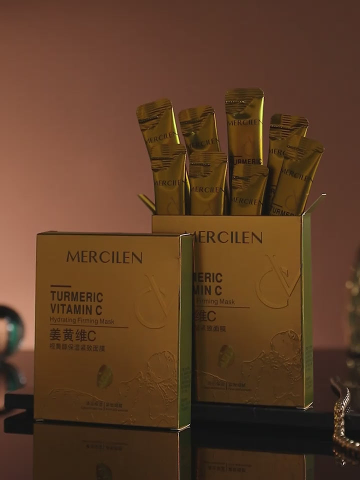 Turmeric Vitamin C Retinol Moisturizing And Firming Mask 6g*10pcs, Containing Collagen, Vitamin E, Niacinamide And Plant Squalane, Deep Cleaning, Moisturizing And Firming, Even Skin, Fine Pores, Suitable for All Skin Types  / tm