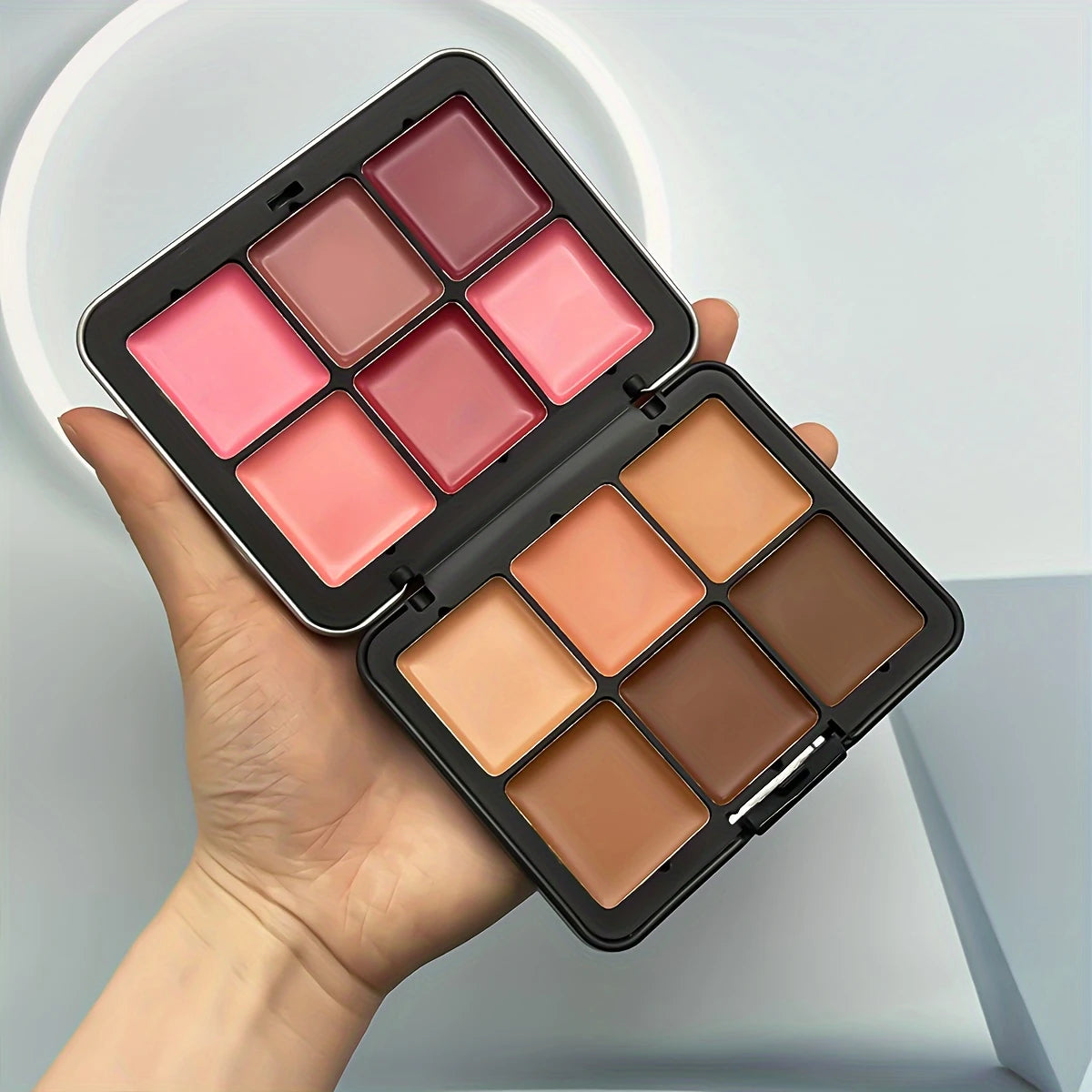 12 Colors Dark Concealer Blush Cream Iron Box Face Makeup Palette - Long-Lasting, Creamy, Buildable Formula - Portable, Travel-Friendly  / tm