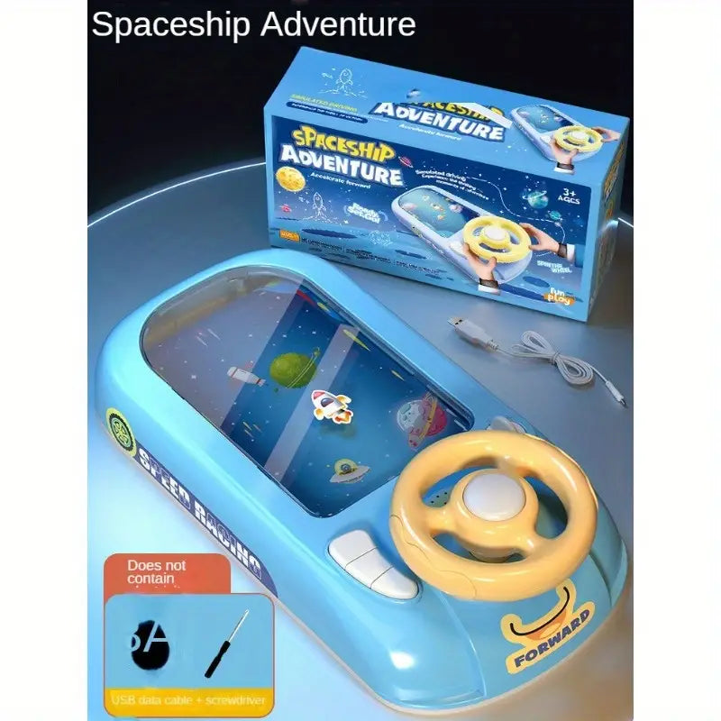 [Racing|Adventure] Competitive Educational Children's Racing Adventure Game Machine | Spaceship Theme, Simulated Driving with Desktop Steering Wheel