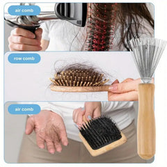 Stainless Steel Bristle Hair Brush with Wooden Handle - Fine Detangling Comb for All Hair Types, Ideal for Home & Salon Use