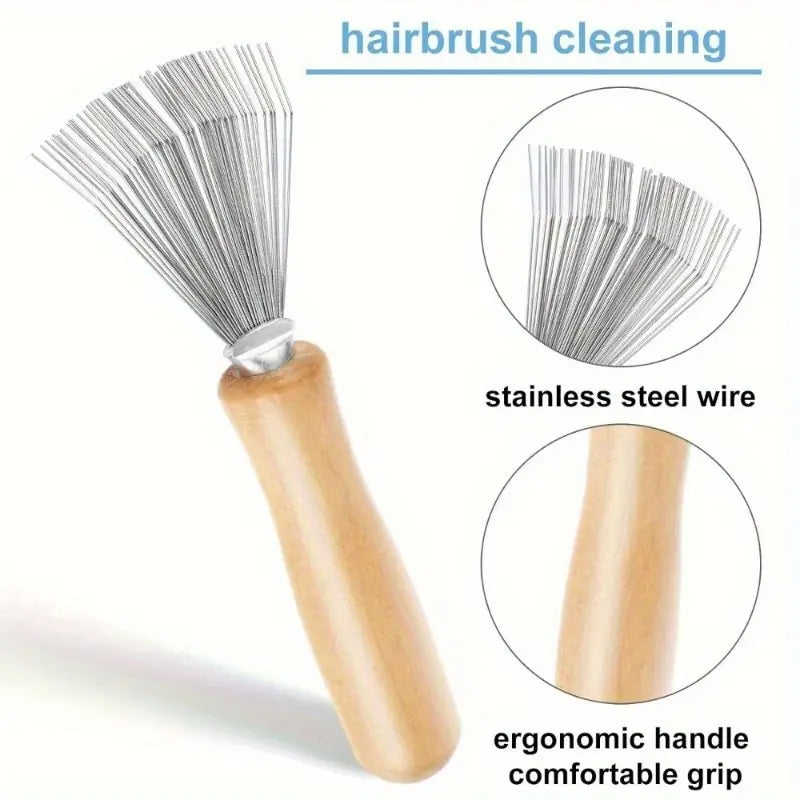 Stainless Steel Bristle Hair Brush with Wooden Handle - Fine Detangling Comb for All Hair Types, Ideal for Home & Salon Use