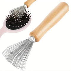 Stainless Steel Bristle Hair Brush with Wooden Handle - Fine Detangling Comb for All Hair Types, Ideal for Home & Salon Use