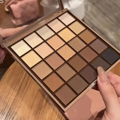 25-Shade Matte Eyeshadow Palette - Neutral Grey & Brown Earth Tones, Coffee & Chocolate Inspired Shades with Velvety Finish for Versatile, Natural to Dramatic Makeup Looks / tm