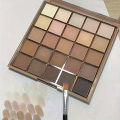 25-Shade Matte Eyeshadow Palette - Neutral Grey & Brown Earth Tones, Coffee & Chocolate Inspired Shades with Velvety Finish for Versatile, Natural to Dramatic Makeup Looks / tm