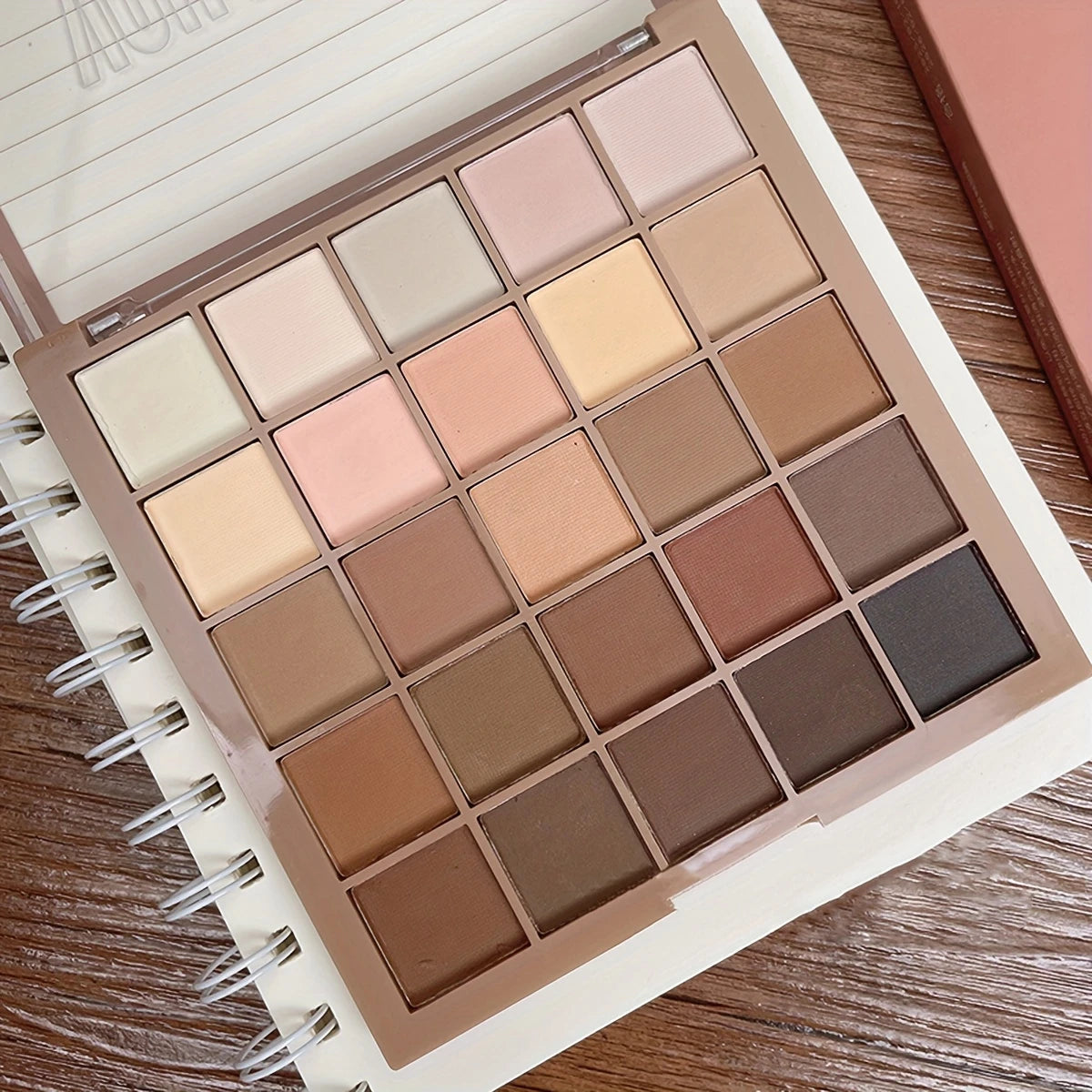 25-Shade Matte Eyeshadow Palette - Neutral Grey & Brown Earth Tones, Coffee & Chocolate Inspired Shades with Velvety Finish for Versatile, Natural to Dramatic Makeup Looks / tm