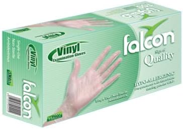 Falcon EZUK Vinyl Gloves - Clear Powder Free Medium (2 Packs x 100 Pieces)