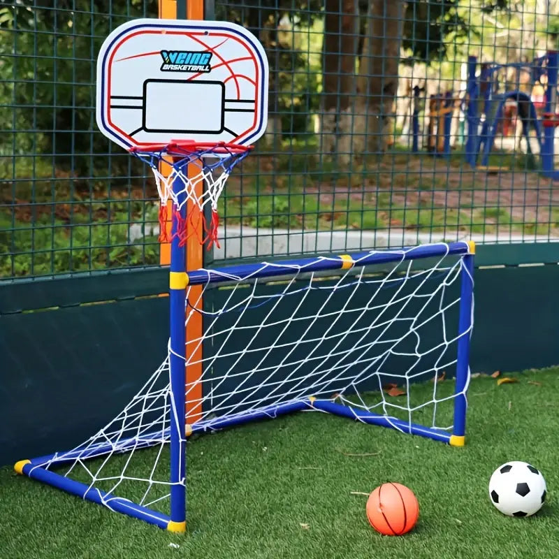 2-in-1 Basketball Hoop and Soccer Goal Set, Portable Detachable Indoor/Outdoor Sports Toy for Boys and Girls - Perfect Gift for Thanksgiving, Halloween, Christmas, and Holidays