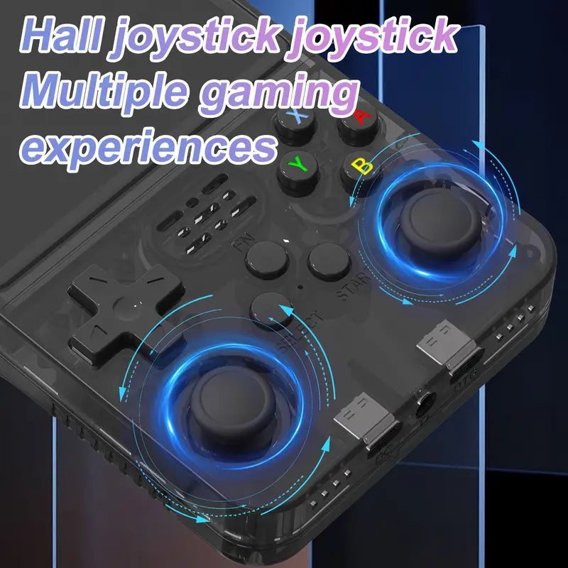 Retro Arcade Open-Source Handheld Game Console: 3D Joystick, 3.5-inch IPS Screen, ArkOS System with 64GB Storage, 20+ Pre-Installed Emulators for Outdoor Play, Non-Wireless, USB-C Dongle Not Included, ABS Material, USB Charging,