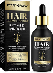 FERRYGROW-5% Minoxidil for Men and Women, Minoxidil 5 Percent for Hair Loss, Hair Growth Serum for Thicker Fuller Hair, Minoxidil for Hair Growth, 60ML, 2OZ