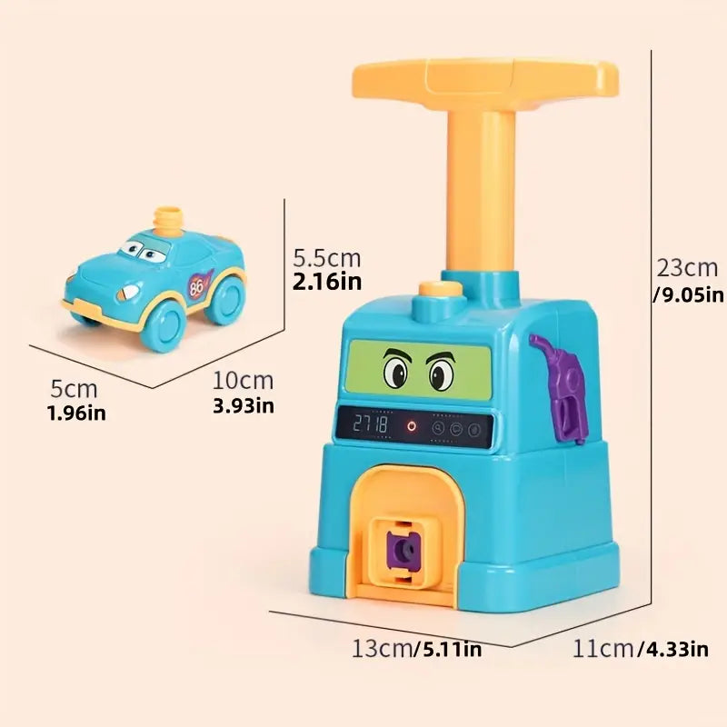 Fun Science Learning Toy Balloon-Powered Car Toy Set with Inflator | Educational Inertia Vehicle for Kids 3+, Plastic, Blue & Pink Combo, No Batteries Needed, Cartoon Theme, Uncharged, Educational Toy, Durable Plastic Toy, Balloon Cars