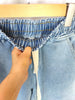 Vintage Denim Pants, American Unisex Style, Loose-fitting Casual Trousers. Washed and Distressed for a Vintage Look, with a Three-dimensional Fit That Wraps Around the Hips. Highly Breathable, with Extra-large Size and Ample Elasticity, Suitable for