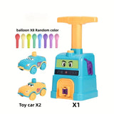 Fun Science Learning Toy Balloon-Powered Car Toy Set with Inflator | Educational Inertia Vehicle for Kids 3+, Plastic, Blue & Pink Combo, No Batteries Needed, Cartoon Theme, Uncharged, Educational Toy, Durable Plastic Toy, Balloon Cars