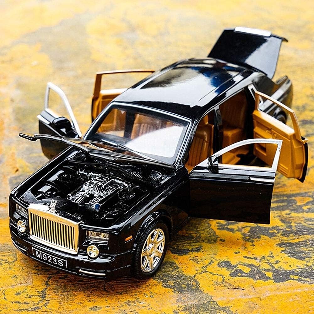AMERTEER Alloy Car Model 1:24 Car Model For Rolls-Royce Phantom Car Model Boy Toy Diecast Toy Cars With Sound & Light & 6 Open Doors For Kids Boy Girl / AMZ