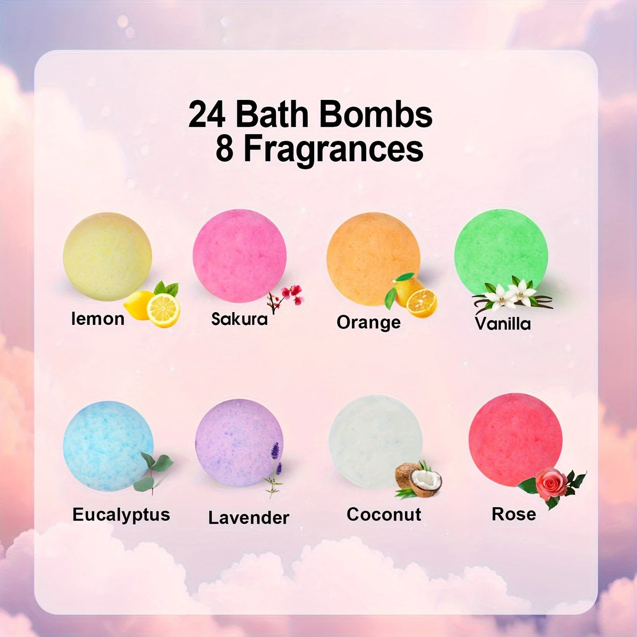 Bath Bombs Gift for Women, 24pcs Handmade Bubble Bath Fizzes Rich in Essential Oils, Perf                    ect for Wife, Girlfriend, Sisters on Birthday, Christmas, Anniversary, Valentine's Day / tm
