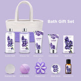 Bath Spa Gift Set, Body & Earth Gift Basket 6-Piece Lavender Scented Spa Basket Kits for Women, Contains Shower Gel, Bubble Bath, Body Lotion, Bath Salt, Body / amz