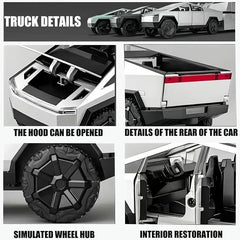 Cybertruck Toy Trucks with RV Motorcycle Cybertquad Alloy Die-cast Model Car Pickup Truck 1：32 Toy Race Cars with Sound and Light Ideal Gift for Kids / AMZ