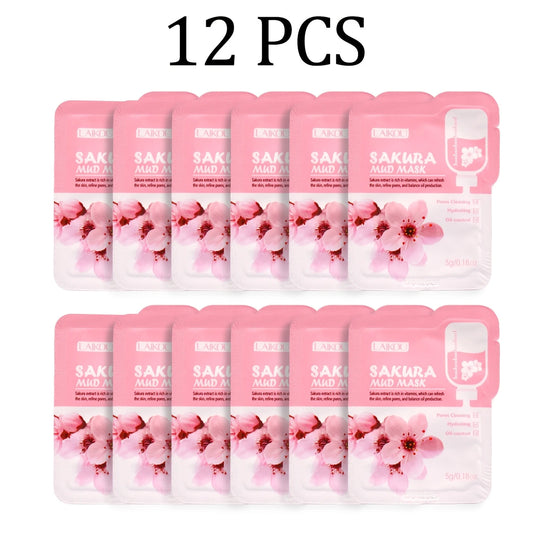 Deep Moisturizing] Sakura Mud Mask - 12pcs, 5g, Deep Cleansing, Moisturizing, Oil Control /tm
