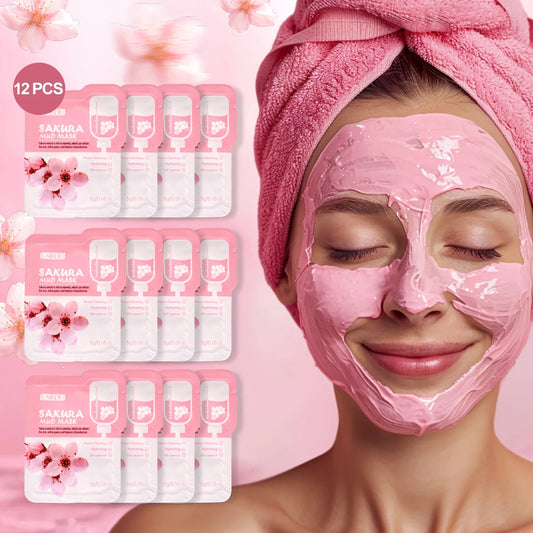 Deep Moisturizing] Sakura Mud Mask - 12pcs, 5g, Deep Cleansing, Moisturizing, Oil Control /tm