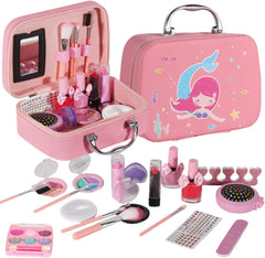 Kids Makeup Kit for Girl Real Washable Makeup Kit for Little Girls over 8 Year Old Girls Makeup Set with Cute Princess Cosmetic Purse Girls Pretend Play Toy Toys for Little Girls (Mermaid Box) / amz