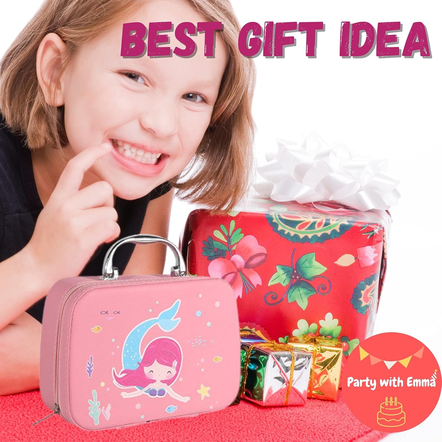Kids Makeup Kit for Girl Real Washable Makeup Kit for Little Girls over 8 Year Old Girls Makeup Set with Cute Princess Cosmetic Purse Girls Pretend Play Toy Toys for Little Girls (Mermaid Box) / amz