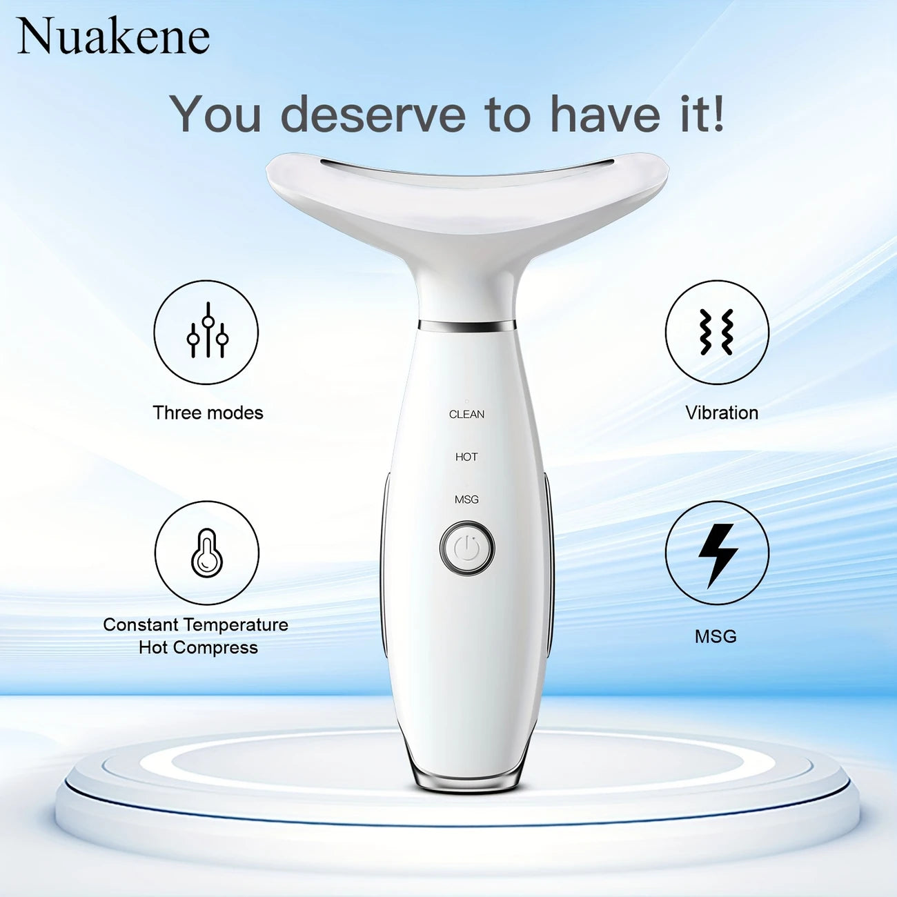 Nuakene Face & Neck Skin Care Beauty Meter, Rechargeable Vibrating Heating Massager, Home Neck & Facial Massage Tool, Skin Care Gift for Women /tm