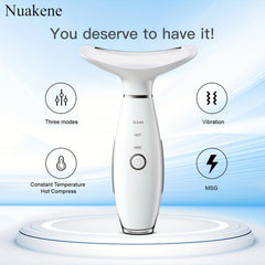 Nuakene Face & Neck Skin Care Beauty Meter, Rechargeable Vibrating Heating Massager, Home Neck & Facial Massage Tool, Skin Care Gift for Women /tm