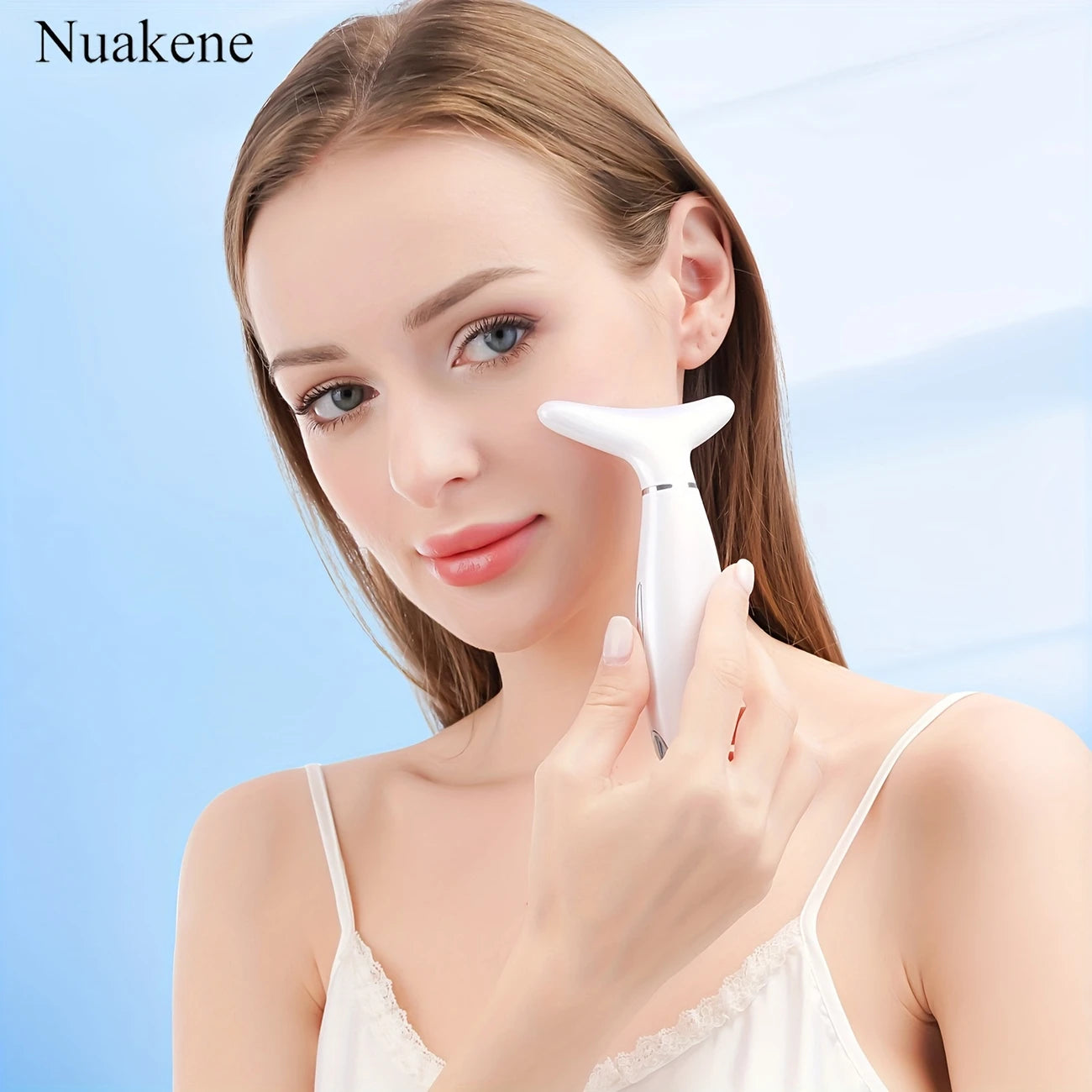 Nuakene Face & Neck Skin Care Beauty Meter, Rechargeable Vibrating Heating Massager, Home Neck & Facial Massage Tool, Skin Care Gift for Women /tm