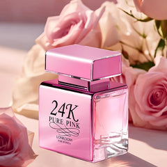 [Pure Pink, 24K Perfume] LONKOOM 24K Pure Pink Eau De Parfum - 100ml, Floral & Fruity Scent /tm
