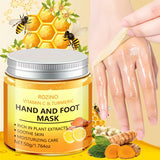 ROZINO Turmeric & Vitamin C Hand and Foot Mask – 50g, Moisturizing & Soothing Care with Natural Plant Extracts, Hypoallergenic, Orange Scent, Softens Light Beige for Smooth Hands and Feet, /tm