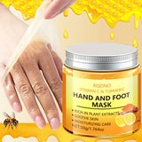ROZINO Turmeric & Vitamin C Hand and Foot Mask – 50g, Moisturizing & Soothing Care with Natural Plant Extracts, Hypoallergenic, Orange Scent, Softens Light Beige for Smooth Hands and Feet, /tm
