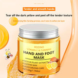 ROZINO Turmeric & Vitamin C Hand and Foot Mask – 50g, Moisturizing & Soothing Care with Natural Plant Extracts, Hypoallergenic, Orange Scent, Softens Light Beige for Smooth Hands and Feet, /tm