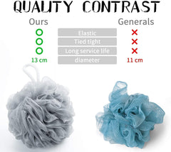 SHOWAY Large Bath Shower Sponge Pouf Loofahs: 4 Packs Each Eco-friendly Exfoliating Mesh Brush Pouf Bath Shower Ball Sponge-Exfoliate, Cleanse, Soothe Skin / amz