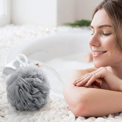 SHOWAY Large Bath Shower Sponge Pouf Loofahs: 4 Packs Each Eco-friendly Exfoliating Mesh Brush Pouf Bath Shower Ball Sponge-Exfoliate, Cleanse, Soothe Skin / amz