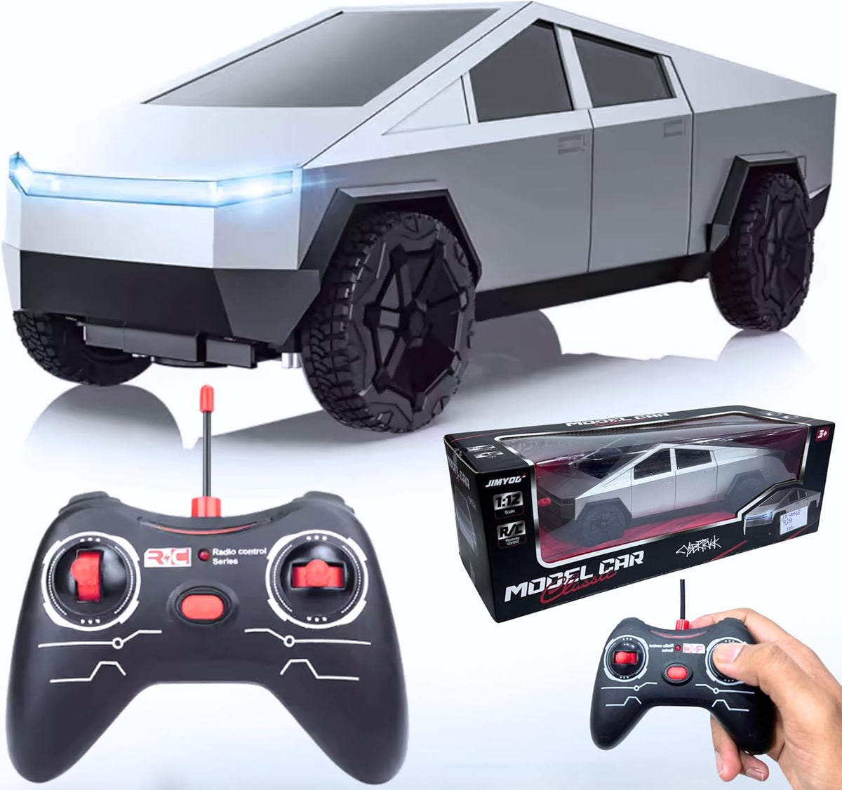 Tesla Cybertruck 2.4GHz Radio-Controlled Truck Custom Controller Working Headlights & Taillights, For Kids Play / AMZ
