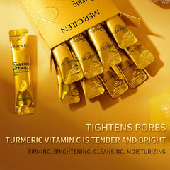 Turmeric Vitamin C Retinol Moisturizing And Firming Mask 6g*10pcs, Containing Collagen, Vitamin E, Niacinamide And Plant Squalane, Deep Cleaning, Moisturizing And Firming, Even Skin, Fine Pores, Suitable for All Skin Types  / tm