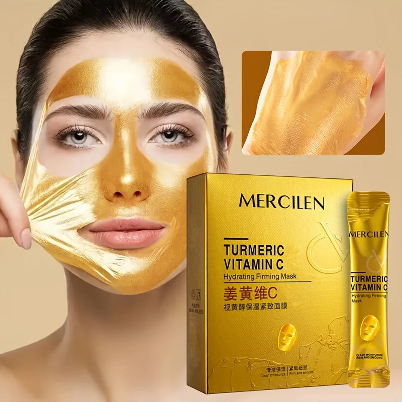 Turmeric Vitamin C Retinol Moisturizing And Firming Mask 6g*10pcs, Containing Collagen, Vitamin E, Niacinamide And Plant Squalane, Deep Cleaning, Moisturizing And Firming, Even Skin, Fine Pores, Suitable for All Skin Types  / tm