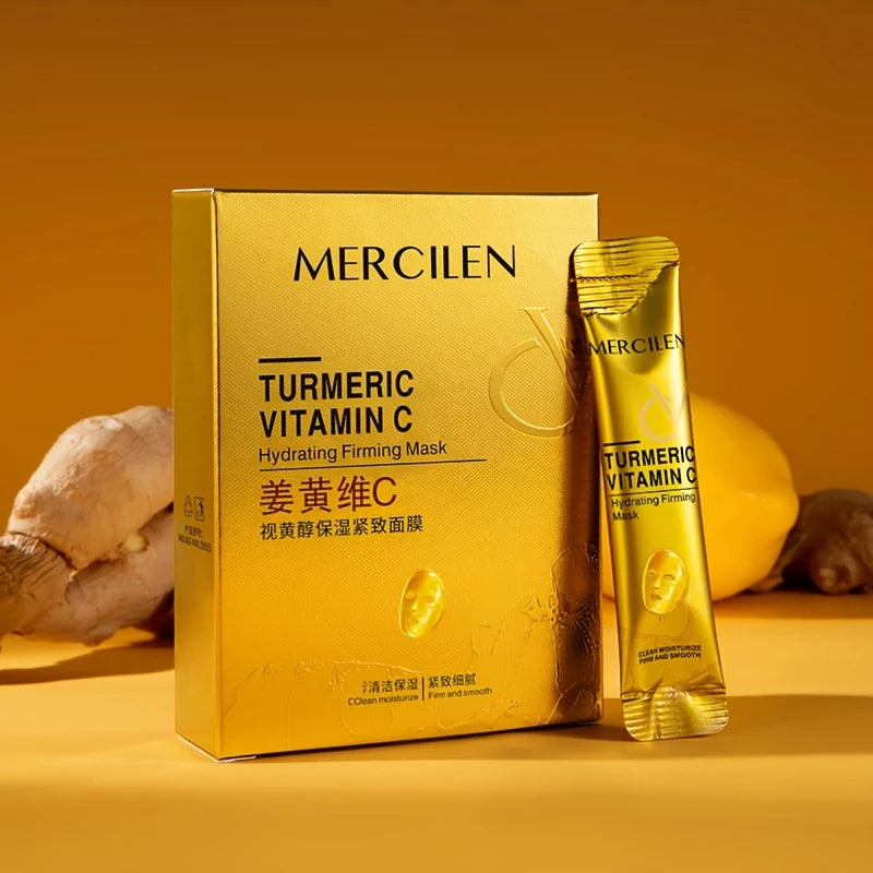 Turmeric Vitamin C Retinol Moisturizing And Firming Mask 6g*10pcs, Containing Collagen, Vitamin E, Niacinamide And Plant Squalane, Deep Cleaning, Moisturizing And Firming, Even Skin, Fine Pores, Suitable for All Skin Types  / tm