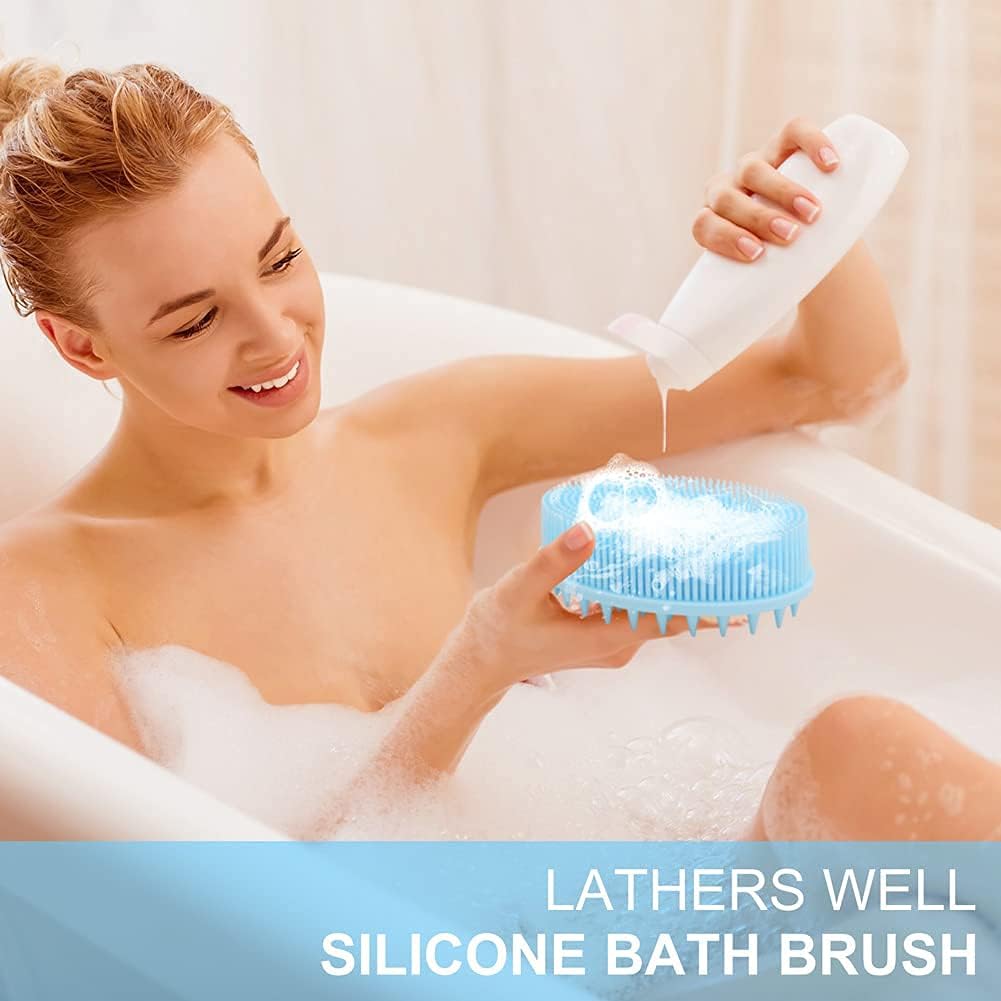 Upgrade 2 in 1 Bath and Shampoo Brush, Silicone Body Scrubber for Use in Shower, Exfoliating Body Brush / amz