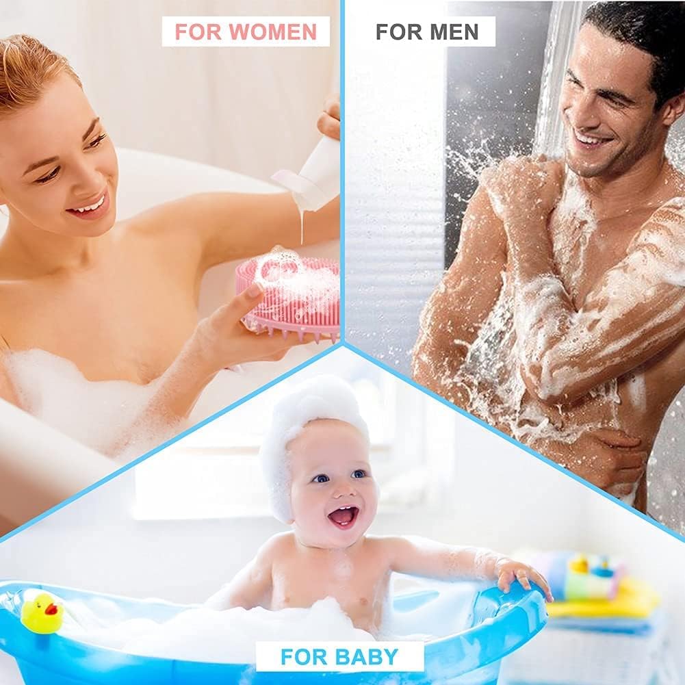 Upgrade 2 in 1 Bath and Shampoo Brush, Silicone Body Scrubber for Use in Shower, Exfoliating Body Brush / amz